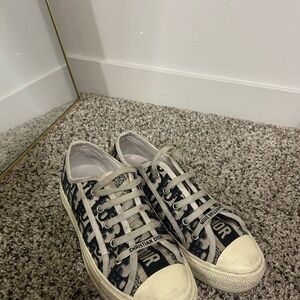 Dior Navy and Cream Canvas Sneakers